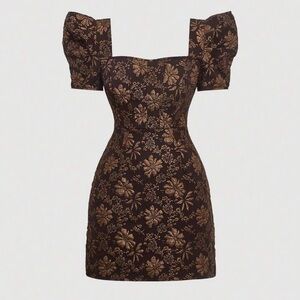 SHEIN Elegant Floral Puff Sleeve Dress